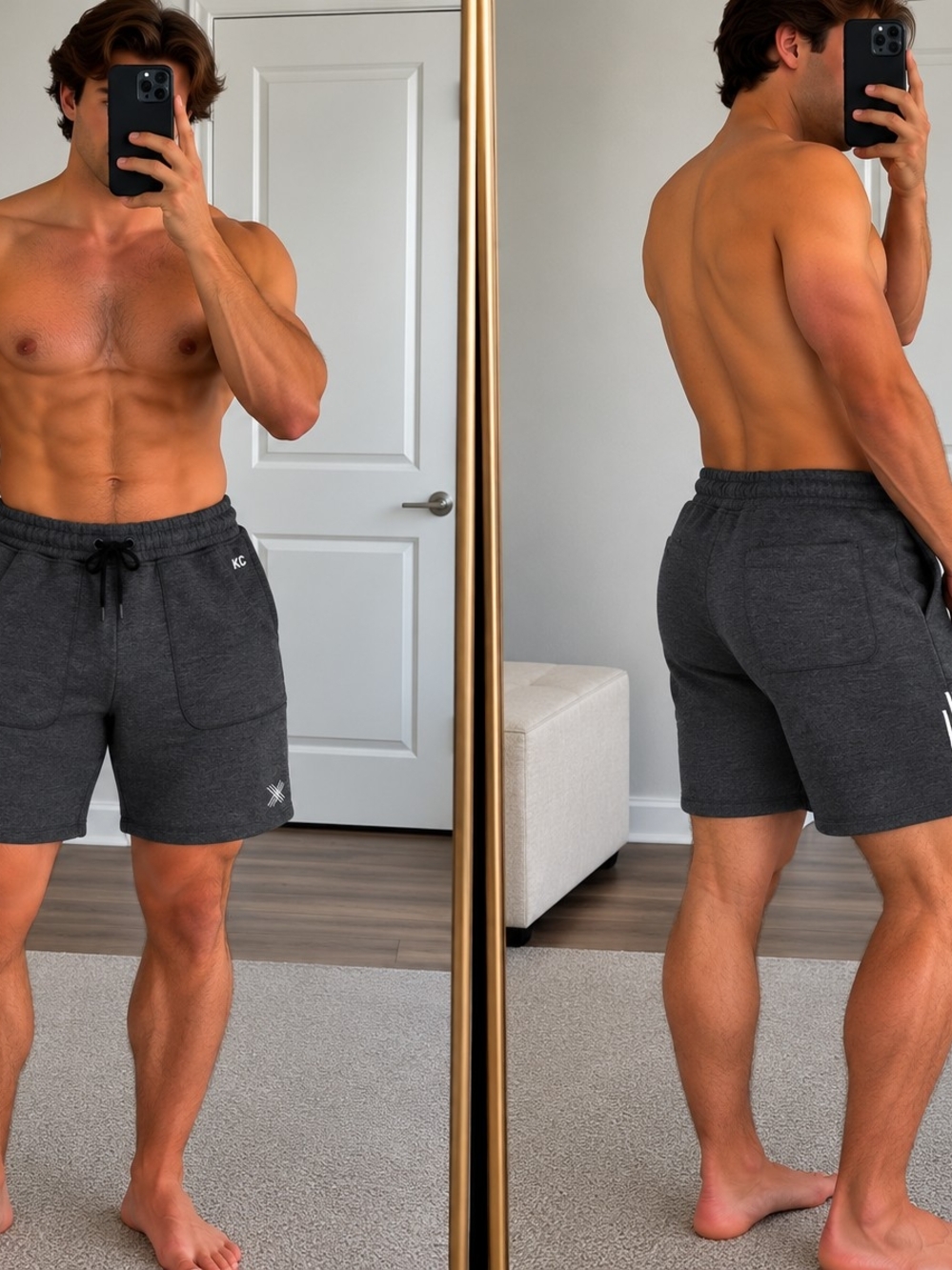 Kenneth Cole Active Men's Charcoal Performance Shorts | Size Small | Athletic Lo
